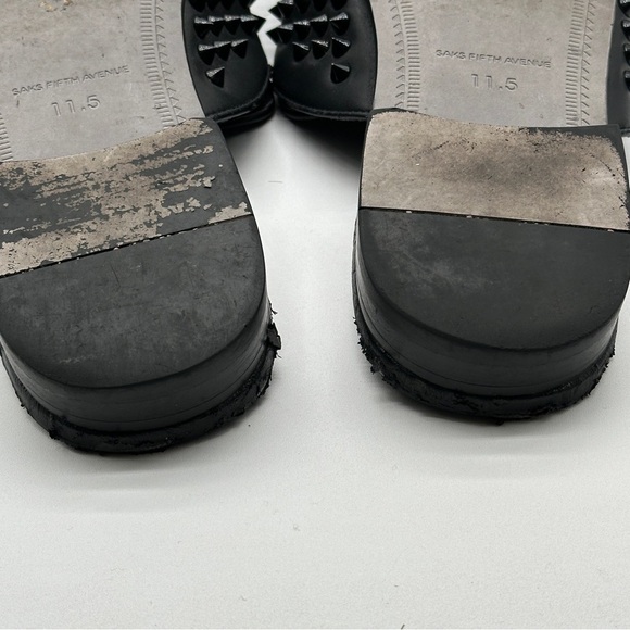 Saks Fifth Avenue Rudy Metal Spikes Slip on mule loafers shoes size 11.5 - Picture 11 of 13